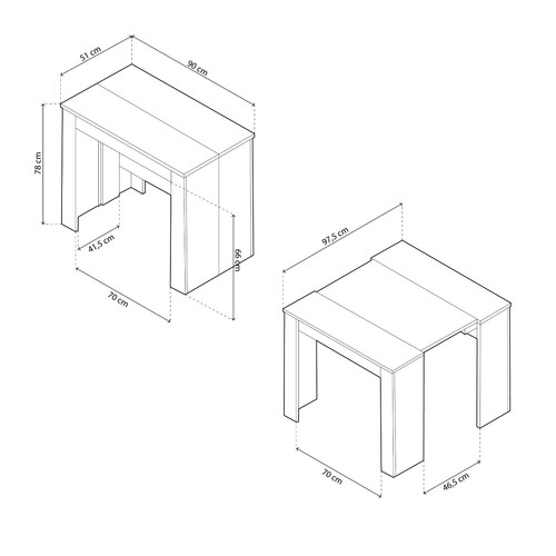 Mesa de comedor, consola extensible mesa cocina, mesa escritorio, Blanco Brillo - Imagen 10 de 12