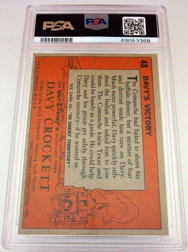 1956 TOPPS DAVY CROCKETT: DAVY'S VICTORY, ORANGE #48 PSA EX-MT 6 - Picture 3 of 4