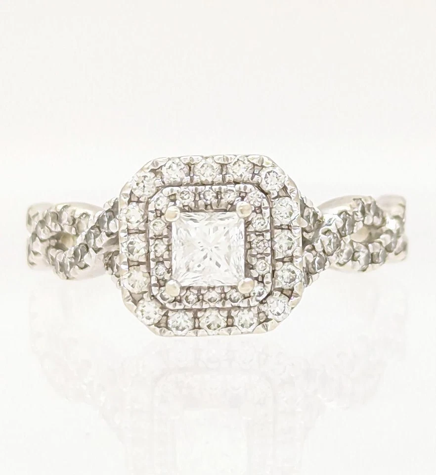 Помолвочное кольцо Infinity с бриллиантом принцессы из чистого белого золота 14 карат Vera Wang размер 7 - Изображение 3 из 4