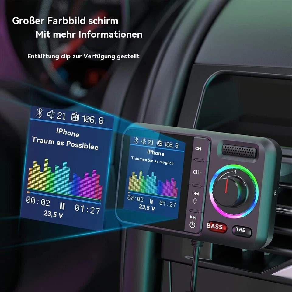 FM Transmitter Radio Auto KFZ Bluetooth 5.0 Dual USB Ladegerät Adapter für Handy - Bild 4 von 4