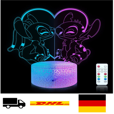 Shenjia 3D Stitch Lampe - LED, 16 Farben, Geschenkidee Weihnachten