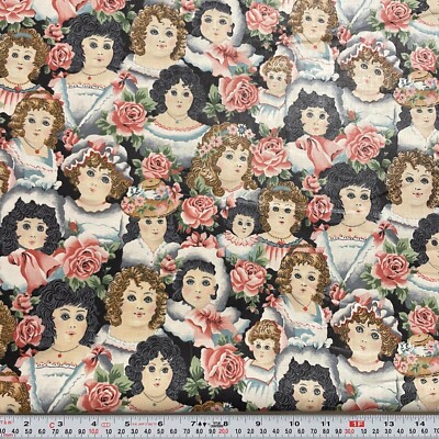 VTG 1992 5th Avenue Designs Victorian Girls Florals SCOTCHGARD By The HALF YARD