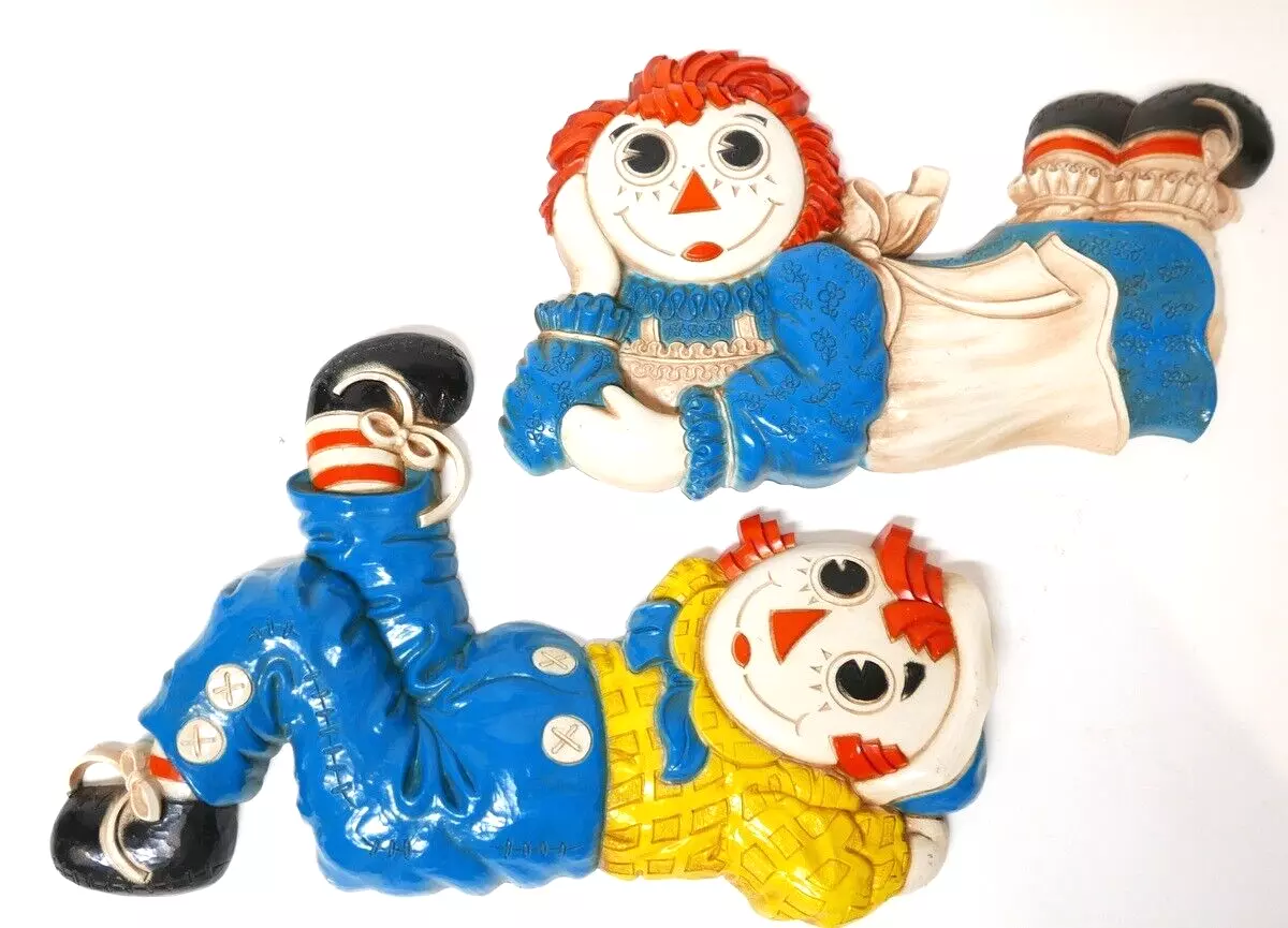 Adorable Vintage 1977 Raggedy Ann Andy Bobbs Merrill Wall Hanging Art