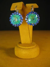 MARIANA JEWELRY EARRINGS FLOWER SWAROVSKI CRYSTALS AQUA GREEN BLUE SPL Gift