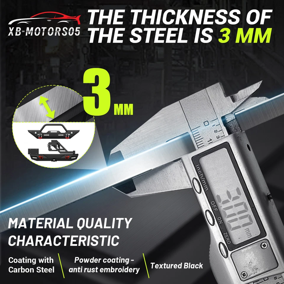 Front/Rear Bumper for 07-2018 Jeep Wrangler JK JKU Unlimited 2/4 Drs +LED Lights Foto 4 de 4