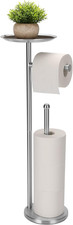 Freestanding Toilet Paper Holder with Shelf 4-Roll Storage Stand Brushed Nickel