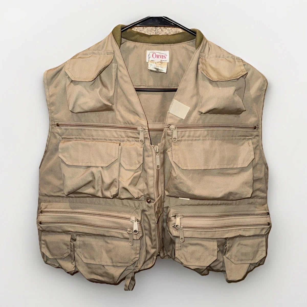 Gilet De Chasse Vintage Orvis – Homme Taille M, Beige, Pêches Multiples, Made In Korea