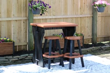 Leisure Accents Double Bar Set w/ 2 Barstools - Redwood/Black - Durable