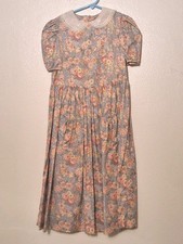 Vintage Laura Ashley Mother  Child Pink Floral Dress Lace Collar Youth Girls 8