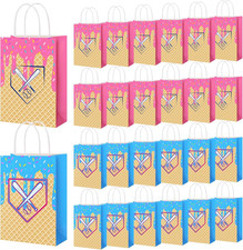 Baseball Ice Cream Drip Party Favor Bags - 24 Pcs with Handles
