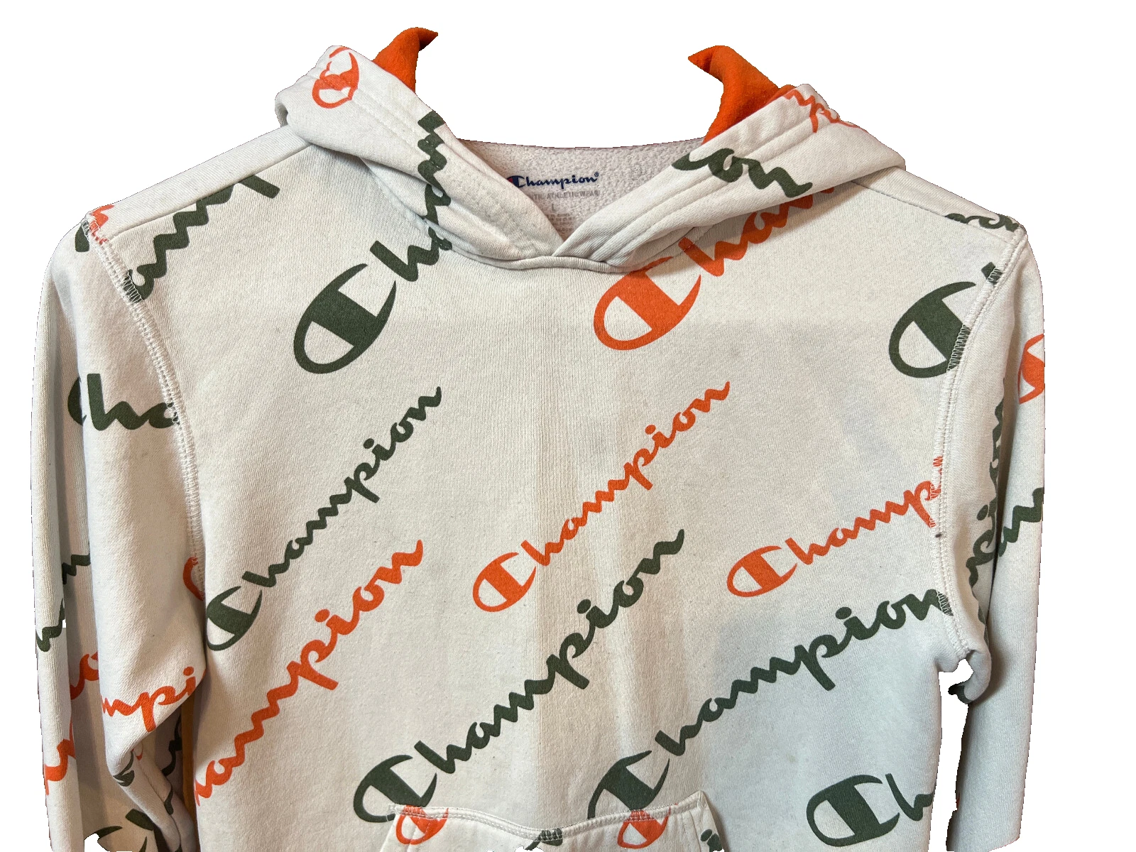 OFF WHITE Felpa con cappuccio Champion™ YOUTH taglia grande crema ""Champion"" tutto dapper ~ LEGGI