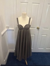 BNWT TOPSHOP UNIQUE Grey Silk Blend Bustier Midi Dress Designer Runway Size 10