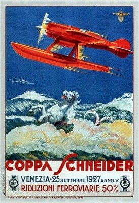   Vintage 1927 Coppa Schneider Poster - Aviation Art Deco 24x32   