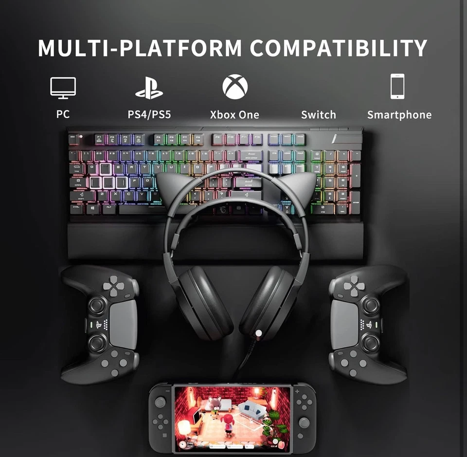 NEW! SOMiC Cat Gaming Headset with Virtual 7.1 and LED Light, Surround Sound - Image 4 of 4