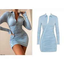 House of CB Deana Dress Large + Blue Jersey Mini Shirt Dress