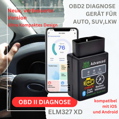 OBD2 Diagnosegerät Bluetooth Adapter Stecker Scanner Auto Android + iPhone XD