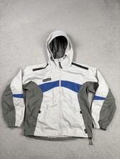 Columbia Jacket Womens Medium Gray Colorblock Packable Hood Zip Windbreaker