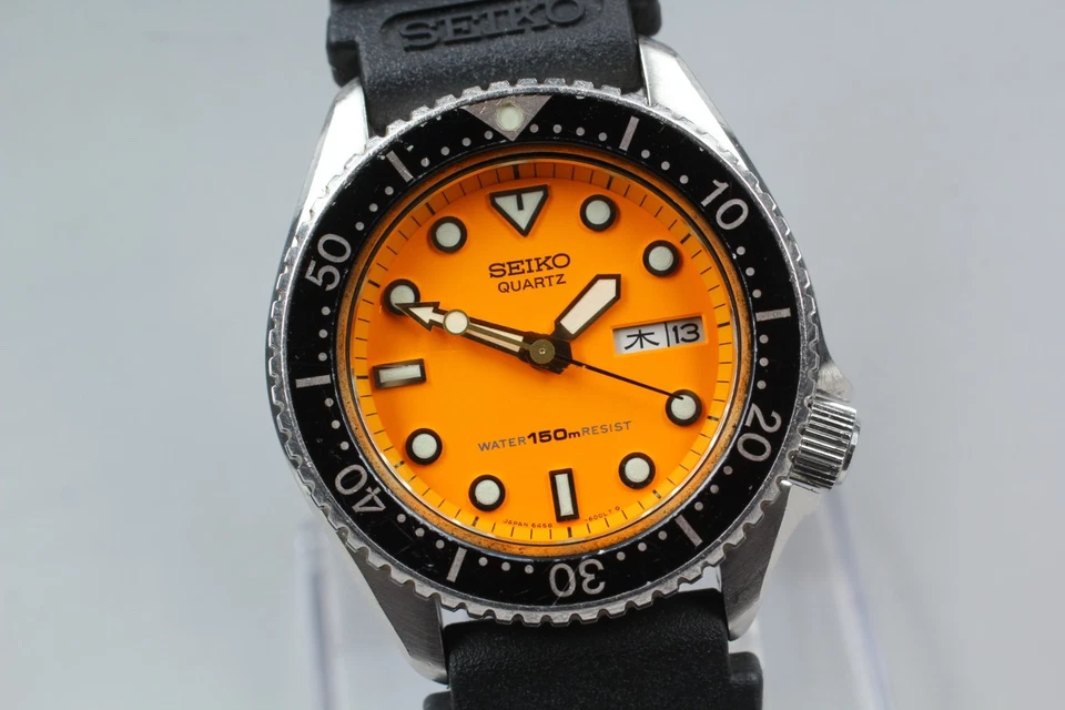*Near MINT* SEIKO Scuba Diver's 6458-600A Orange Day Date 150m Quartz Watch - Image 4 of 4