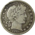 1894 S Barber Silver Half Dollar VG Very Good 50c Coin SKU:I25967