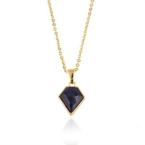 Authentic Dainty Gemstone Pendant Necklace Gold Plated Kite Shape Boho Healing Jewelry
