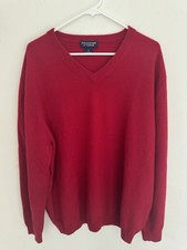 Roundtree Yorke Cashmere V-Neck Pullover Red Sweater Men's XL Knit Long Sleeve