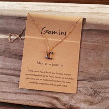 Gemini Necklace Jewelry Colorful Stones Crystals Gift May June Zodiac Star Sign