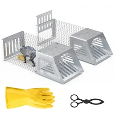 2Pcs Humane Mouse Trap Cage No Assembly Need Automatic Continuous Rat Trap w/Sin