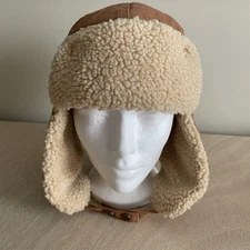 Levi's Canvas Trapper Hat Men's Size S/M Sherpa Lined Ear Flap Winter Warm