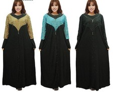 Nigerian Ladies' Style Zipper Round Neck Long Sleeved Dress Elegant Abaya Kaftan