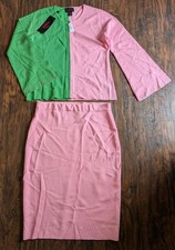 Kayla By Tally Taylor Sparkling Formal Knit Skirt Suit Set 5322, Pink & Lime, 16