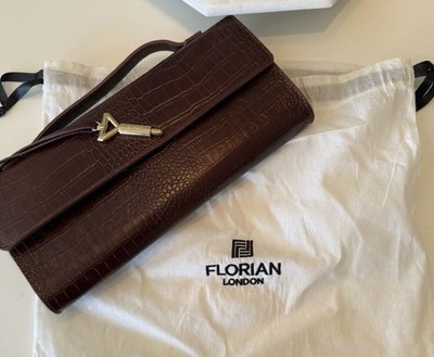 Florian London Anya Clutch Bag in Bordeaux Color Burgundy Brown