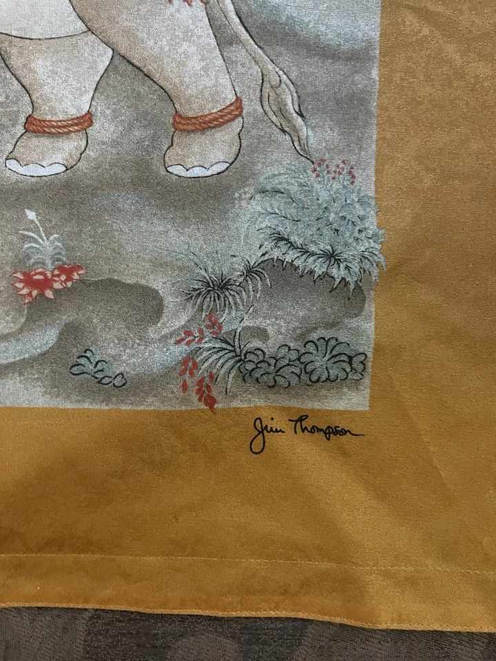 Funda de almohada decorativa tailandesa elefante 100 % seda Jim Thompson tamaño mediano con cremallera Foto 2 de 4