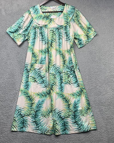 Aviier Dress Womens XL Muumuu Mumu Moomoo Kaftan House Dress Leaf Pattern NWT