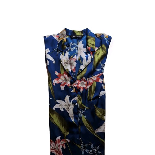 Women's Zara Floral Blue And Green Jumpsuit Size Medium