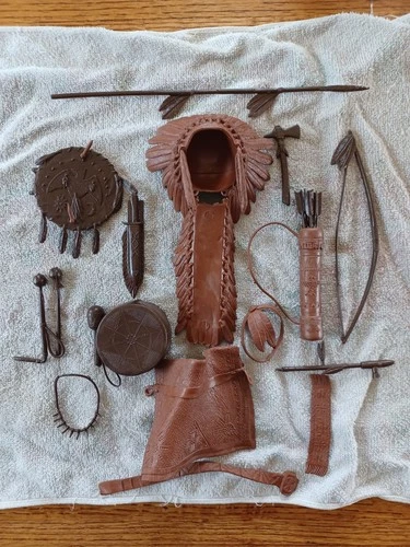 Marx Johnny West Indian Native American Accessories Bow Arrows Headress Drum Etc