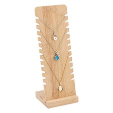 1set 12 Slots Necklace Display Stands Bamboo Jewelry Holder Stand Wood Long