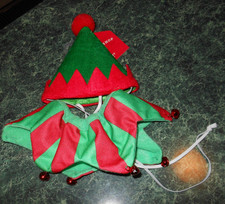 Costume Elf Set for Cats or Small Dogs Hat  Collar With Bells NWT