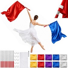 10 PCS Worship Flags for Dance Church, Praise Dance Flags Set with 10 Stainle...