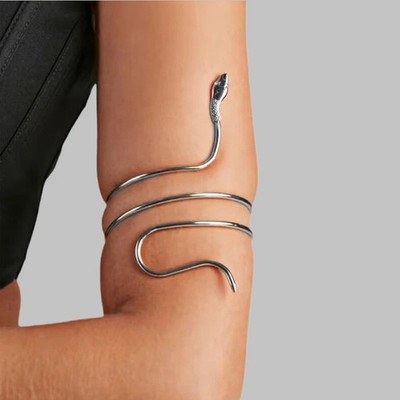 Women's Fashion Jewelry Gold Or Silver Coiled Snake Upper Arm Cuff Armlet 
