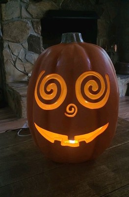 Paper Magic Group Halloween Lighted Pumpkin Jack O lantern Blow Mold Swirl Eyes