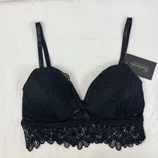 NWT Fredericks of Hollywood Finley Lace Padded Bralette S Small Black Comfort