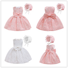 Infant Girl Princess Bow Dress Hat Baby Party Wedding Bridesmaid Tutu Dresses