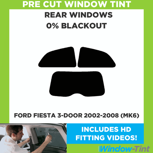Für Ford Fiesta 3-Türer 2002-2008 (MK6) Vorgeschnittene Scheibentönung Hinten 0% Verdunkelungsfolie - Bild 1 von 10