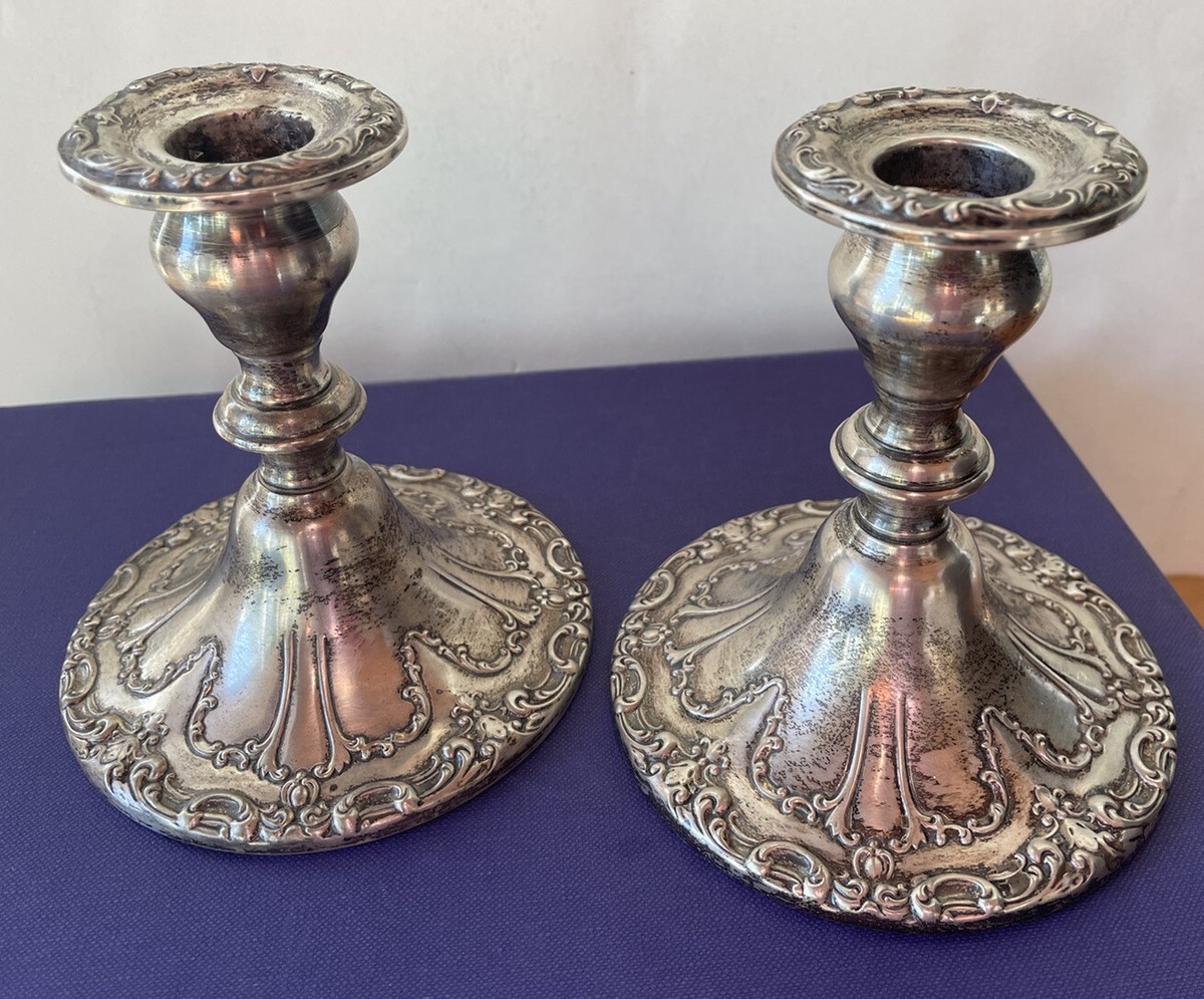 Pair of GORHAM 749 Chantilly Duchess Cement Weighted