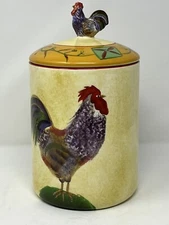 Sakura Rooster 11” large Hand Painted canister Earthenware chicken Kitchenware