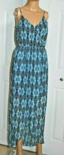 LUSH Chiffon Print Faux Wrap Spaghetti Strap Maxi Dress Women's S