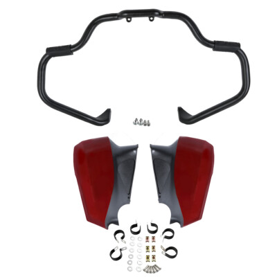 Black Mustache Engine Guard Red Lower Vented Fairings Fit For Indian Chief 14-18