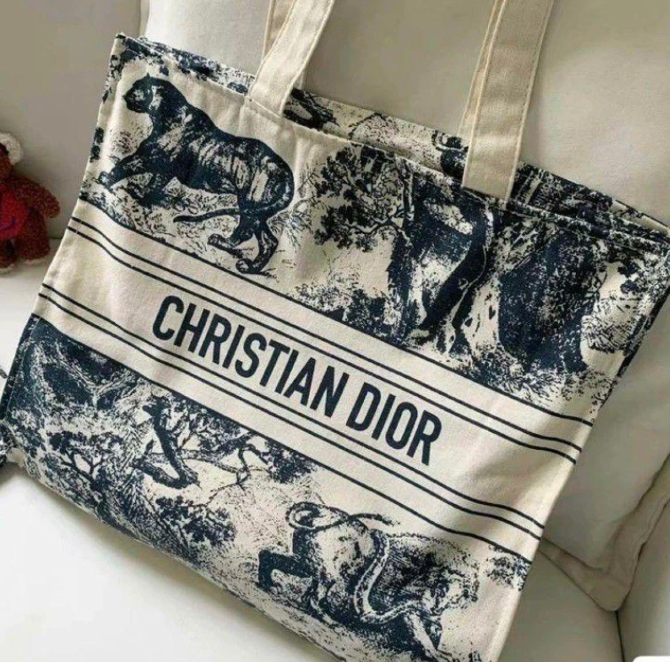 Sac fourre tout Christian Dior Wardujuy coton bleu marine blanc client VIP gratuit limité