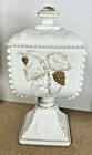 Vintage Westmorland 9" Milk Glass Candy Dish w/Gold Trimmed Leaves & Grapes NICE