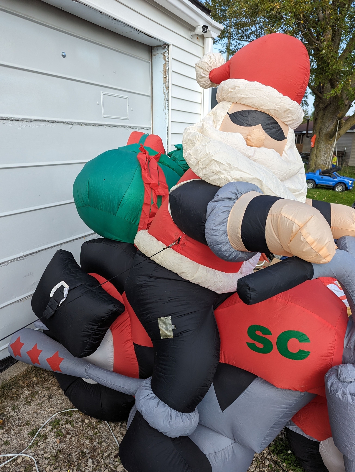 Gemmy Air Blown 7 Foot Christmas Inflatable Santa Claus Riding Motorcycle W/bag eBay